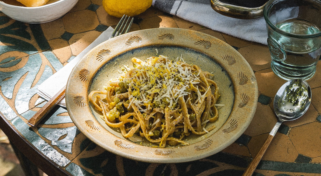 Pasta piselli with linguine